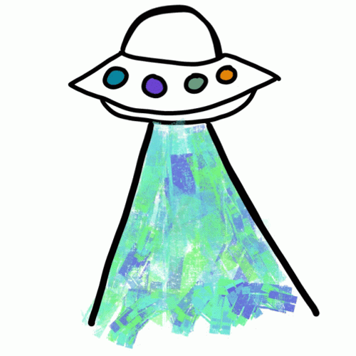 Alien Colorful Spaceship GIF