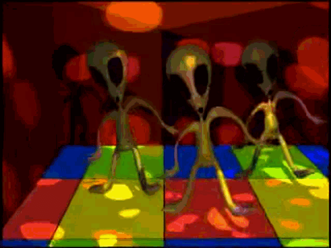 Alien Dancing On Disco Dance Floor GIF