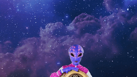 Alien Holding Giant Bitcoin To The Moon GIF