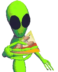 Alien Holding Pizza Slice