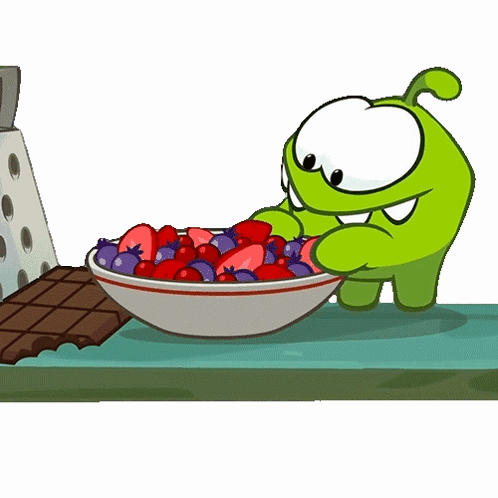 Alien Munching Bowl Of Berry GIF