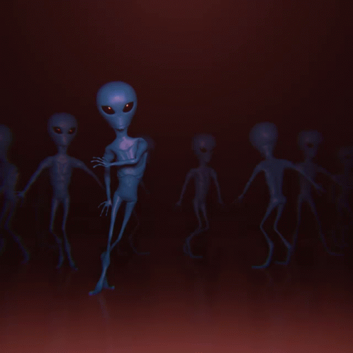 Aliens Dancing in Dark Room