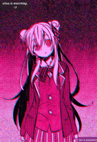 Alisa Is Watching < 3 Written On The Bottom Of A Picture GIF