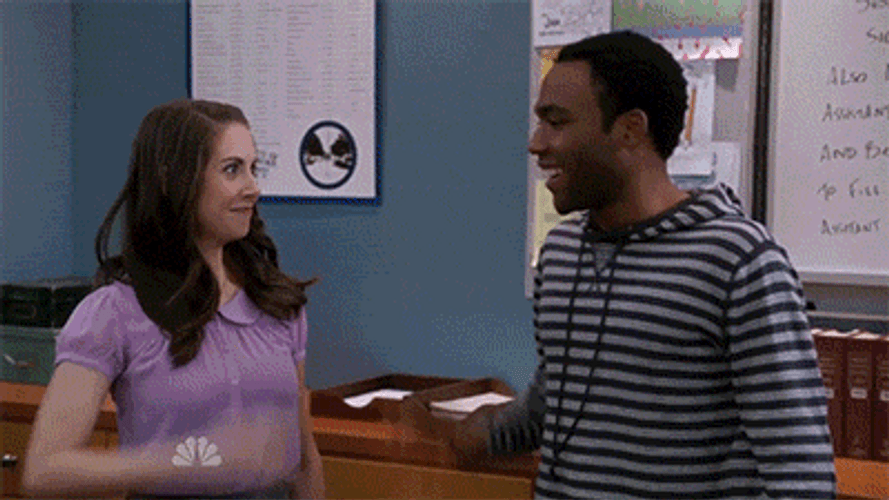 Alison Brie Donald Glover High Five GIF