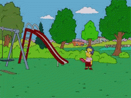 All Alone Milhouse Simpsons Frisbee GIF