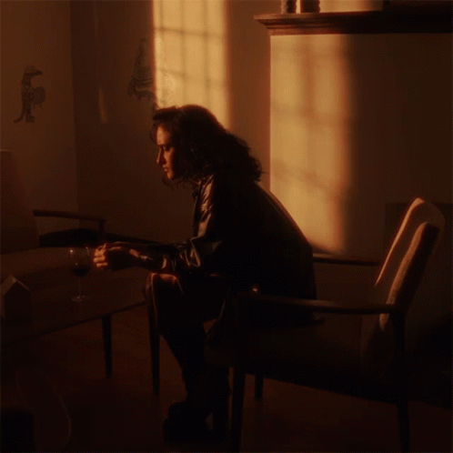 Lonely Lady Sitting All Alone GIF