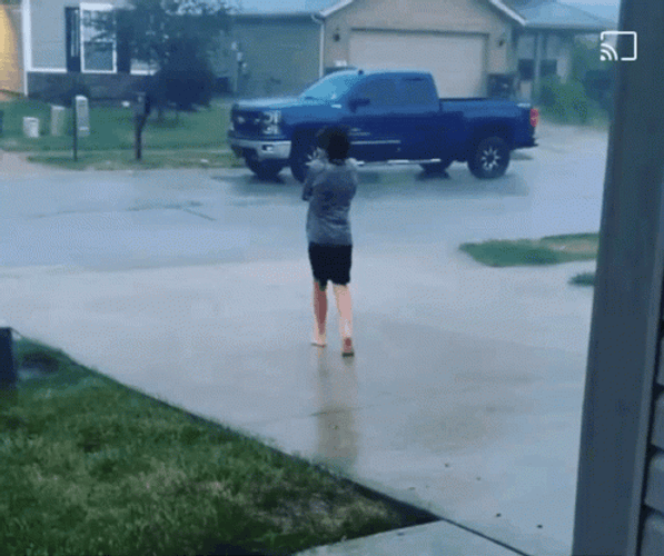 All Alone Walking And Lying On The Rainy Road GIF