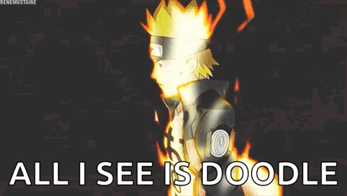 All I See Is Doodle Is Written On A Black Background With A Cartoon Character . GIF