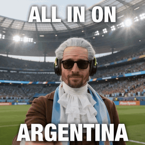 All In On Argentina Man With Wig Sunglasses