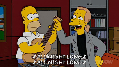 All Night Long Homer Simpson Playing Guitar GIF