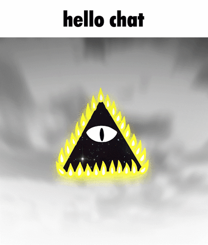 All Seeing Eye In Triangle With Flames Hello Chat GIF