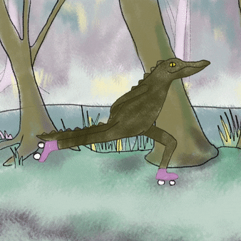 Swamp Alligator Roller Skating GIF