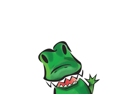 Green Smiling Alligator Waving GIF
