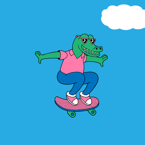 Alligator On Skateboard Floating In Dreams GIF