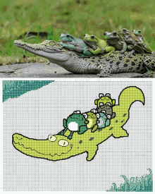Alligator And Frog Friends GIF