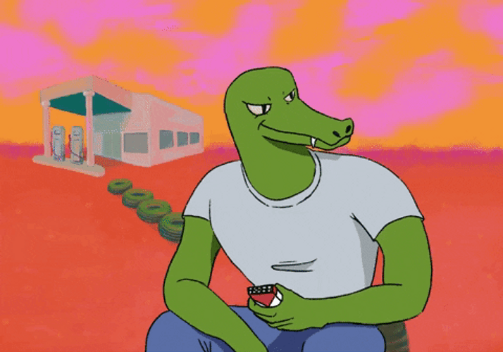Alligator On Shirt Having Cigarettes GIF