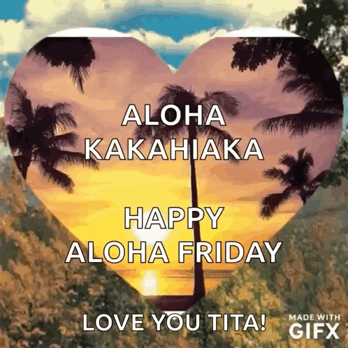 Aloha Kakahiaka Heart With Palm Trees