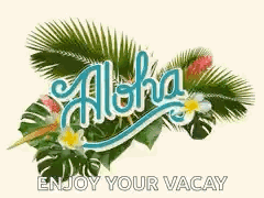 Aloha Surrounded by Tropical Leaves and Flowers