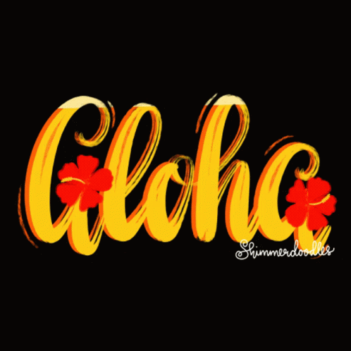 Aloha Text In Yellow And Red GIF