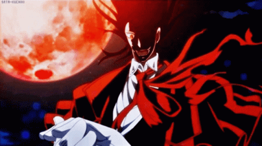 Alucard Hellsing Clapping Red Moon GIF