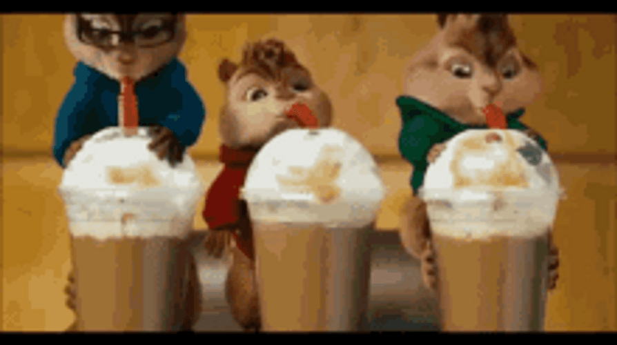 Alvin And The Chipmunks Drinking Iced Coffee GIF