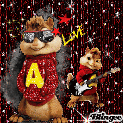 Alvin Chipmunk In Sunglasses And Red Sweater With A GIF
