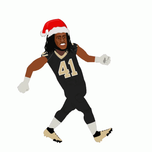 Alvin Kamara Saints Animation Wearing Santa Hat GIF