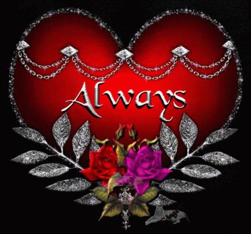 Always Heat Shape With Gray Glitterings And Roses GIF