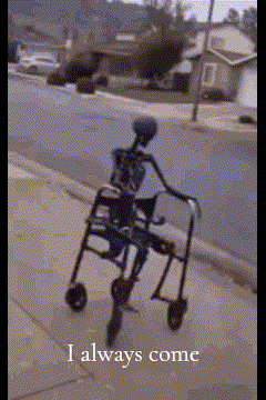 Always Skeleton Riding A Wheel Chair GIF