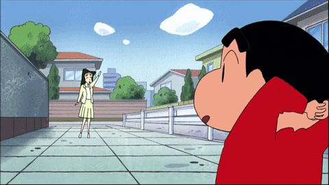 Amazed Shin Chan Meeting His Crush GIF