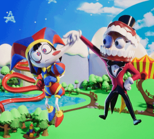 Amazing Digital Circus Caine Pinching Pomni Playful GIF