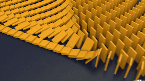 Amazing Domino Tiles Slow Motion Collapse GIF