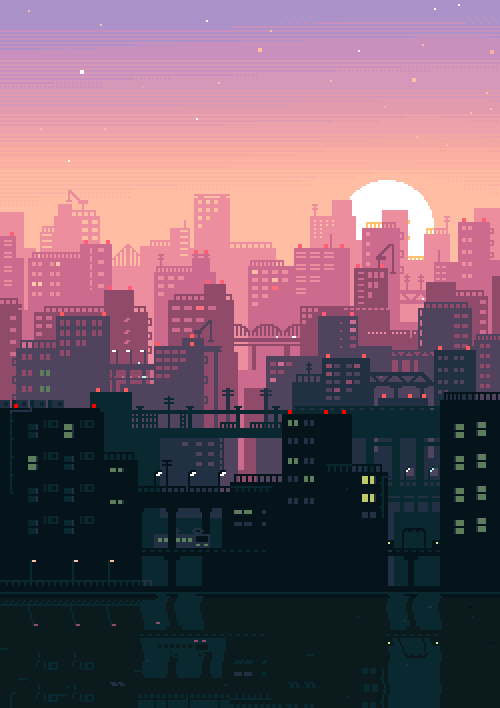 Amazing Pastel Color City Skyline GIF
