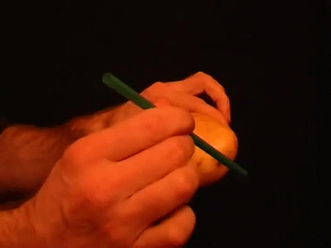Amazing Plastic Straw Penetrate Raw Potato GIF