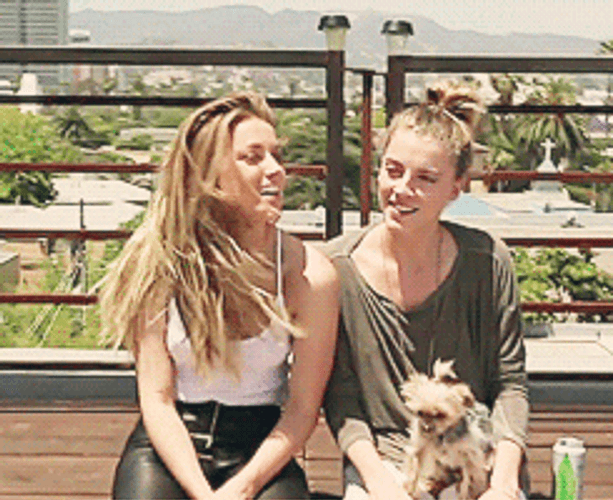 Amber Heard With Her Friend GIF