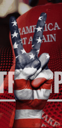 American Flag Hand Giving Peace Sign