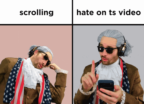American Flag Man Phone, Scrolling And Hate Behind GIF
