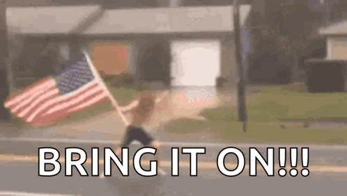 American Flag Runner Saying Bring It On