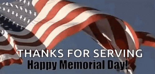 American Flag Waving Thank You Memorial Day