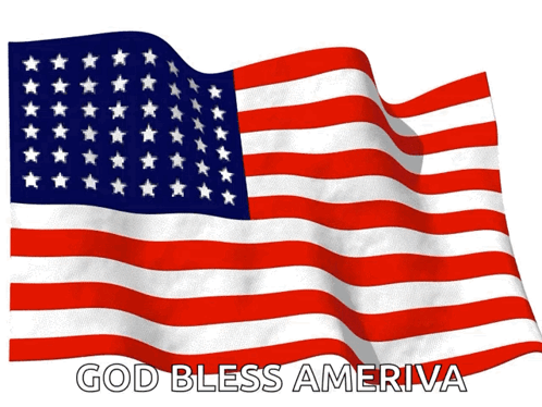 American Flag Waving with God Bless America
