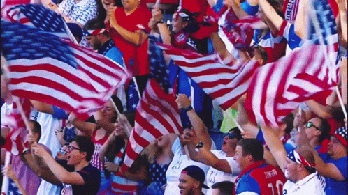 American Flag Waving Woman's Soccer Fans GIF
