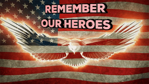 American Flag With Eagle Saying Remember Our Heroes