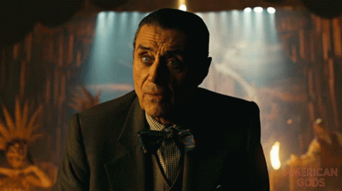American Gods Mr Wednesday Hand On Chest GIF