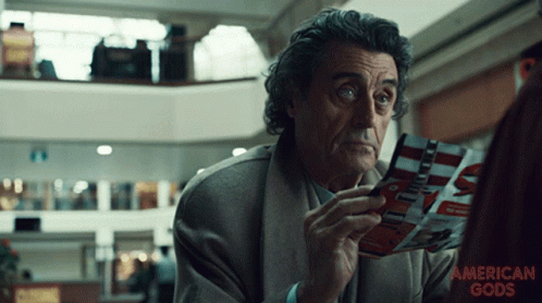 American Gods Mr Wednesday Sudden Smile GIF