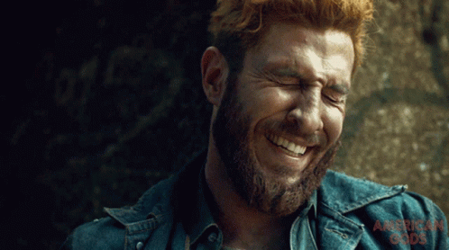 American Gods Shadow Moon Laughing GIF