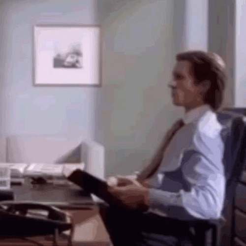 American Psycho Patrick Bateman Office GIF