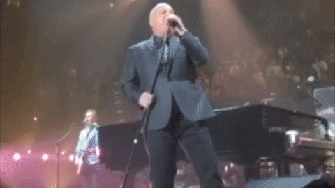 American Singer Billy Joel Singing On Stage GIF