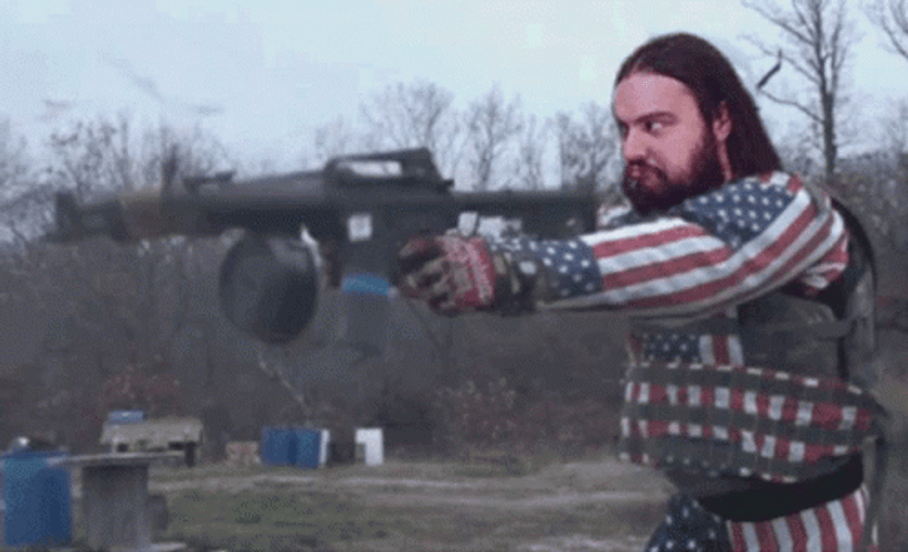 American Soldier Firing Machine Gun GIF