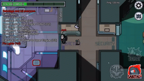 Among Us Black Impostor Kill On Reactor GIF