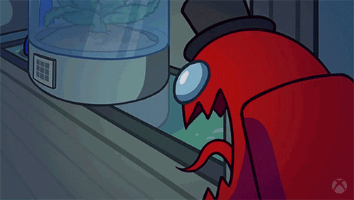 Among Us Character Holding A Knife In A Room GIF